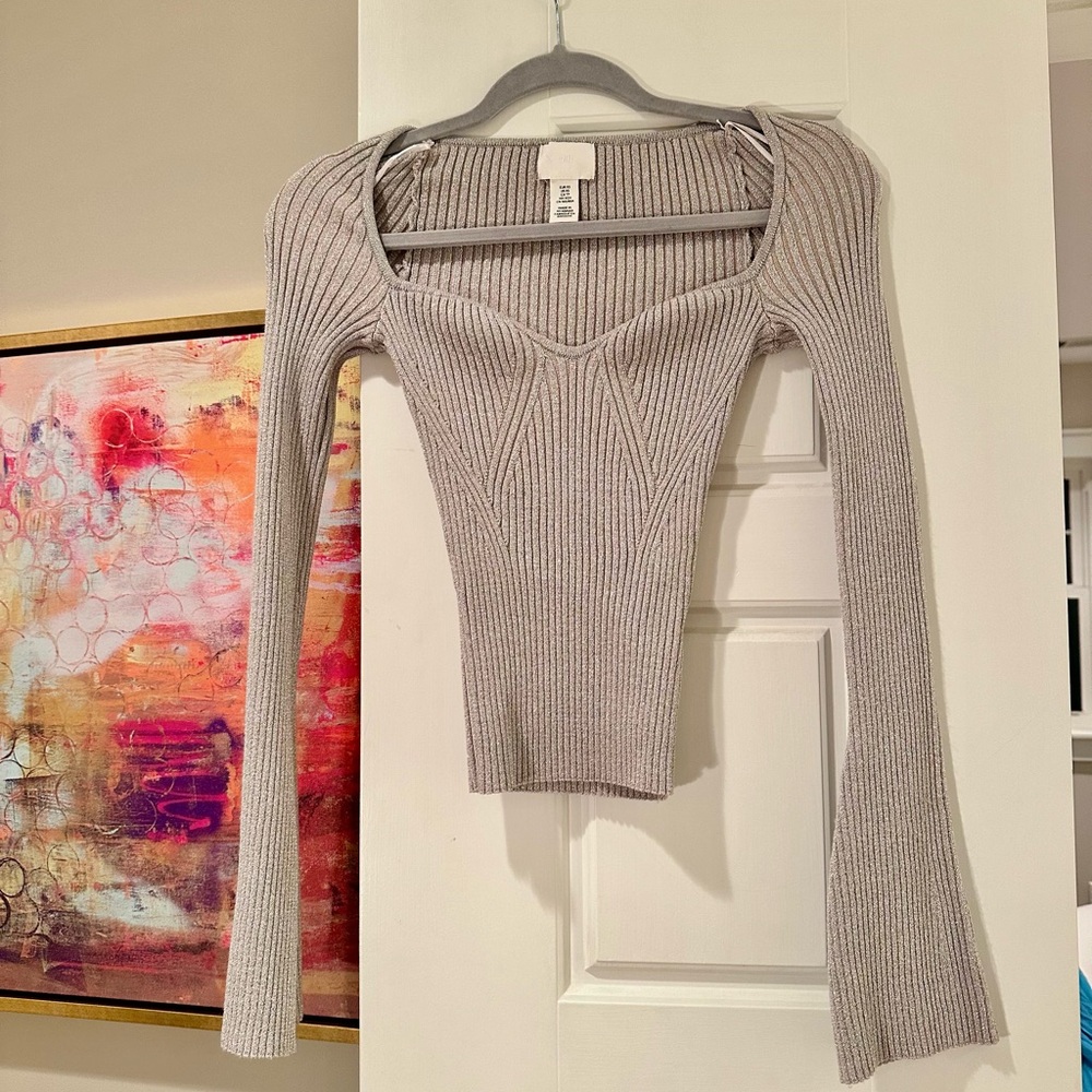 H&M metallic top sz xs